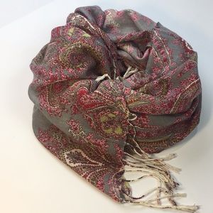 Pink & Gray Paisley Scarf